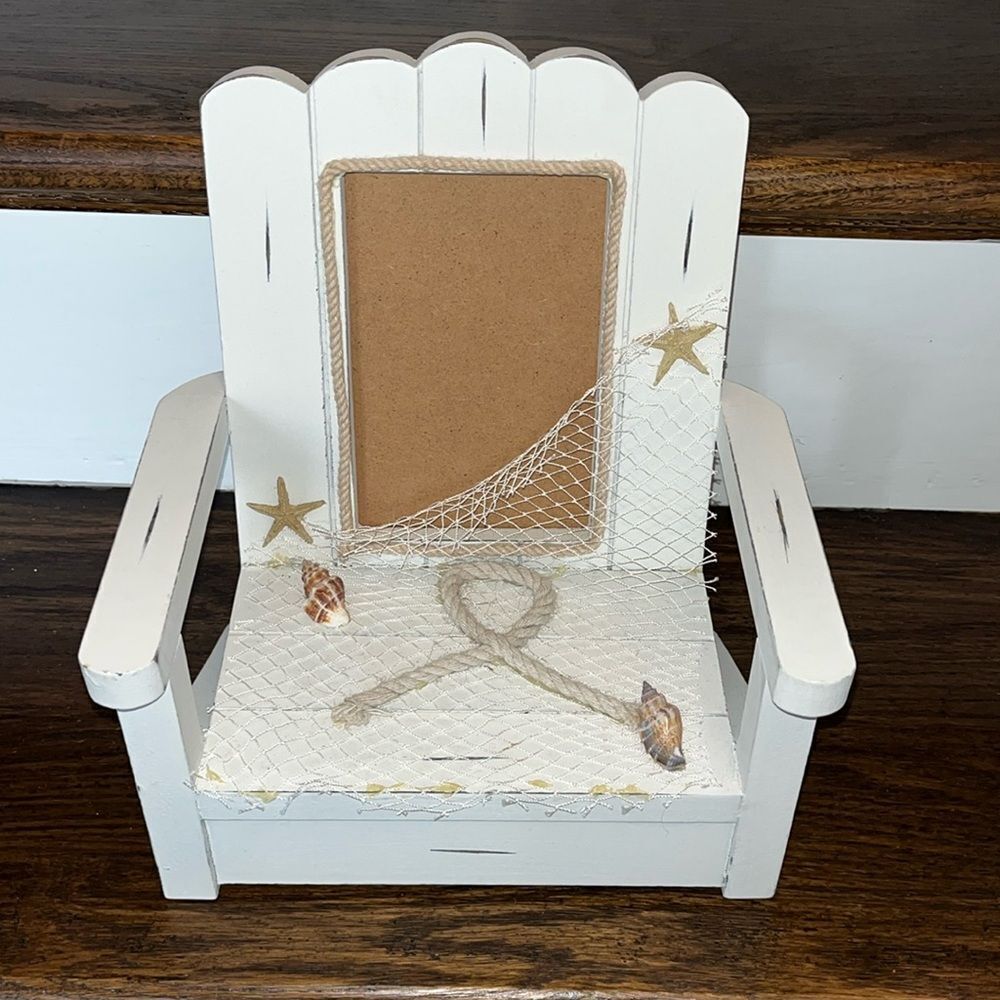 Seaside Shore Wooden Beach Wooden Chair Sea shell Net Rope picture photo frame